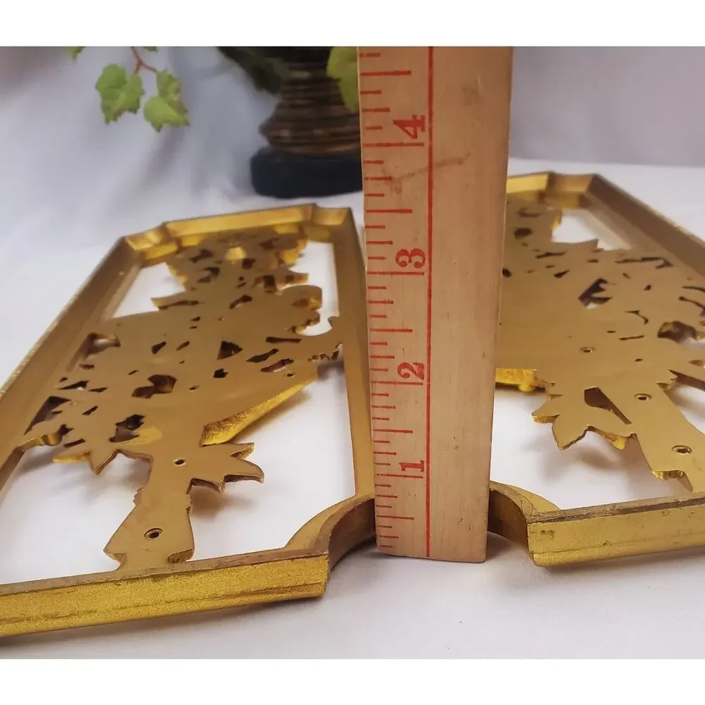 2 Syroco Homco Set Gold Musical Instrument Wall Plaques 1964 Vintage MCM Regency